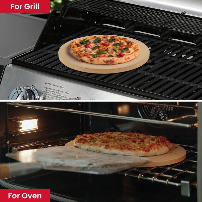 Unicook Pizza Stone for Grill Oven, 15 Inch Round Baking Stone, Heavy Duty Cordierite Bread Cooking Pan, Thermal Shock Resistant, Ideal for Making Crisp Crust Pizza, Bread and More, Includes Scraper - Image 4